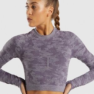 GYMSHARK CAMO SEAMLESS LONGSLEEVE (lavender grey)
